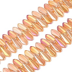 Сэнди Коричневый Стеклянные бусины, слеза, Топ пробуренной, песчаный коричневый, 15~16x6x4~4.5 мм, отверстие : 0.9~1 мм, около 119~120 шт / нитка, 17.32~18.11 дюйм (44~46 см)