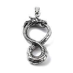 Античное Серебро Сплавочные подвески тибетского стиля, прелести дракона, античное серебро, 58.5x28x8 мм, отверстие : 8x4 мм