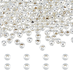 Посеребрённый 200 шт. Латунные распорные втулки, долговечный, круглые, 925 серебро покрытием, 4x3.5 мм, отверстие : 1.6 мм