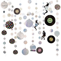 (52) Непрозрачная лаванда Ahademaker радужные бумажные гирлянды на тему диско, Танцующая королева, король и висящий на шаре серпантин, для мерцающего фона стены своими руками, праздничное и праздничное оформление, разноцветные, 355~2440 мм, 14 шт / пакет