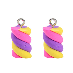 Разноцветный Подвески из полимерной глины ручной работы, с фурнитурой железной платинового оттенка, проскурняк, красочный, 17~19x9~10x9~10 мм, отверстие : 2 мм