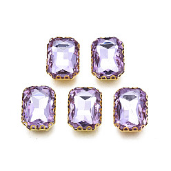 Лиловый Шить на горный хрусталь, прозрачные стеклянные стразы, с настройками железного зубца, граненые, прямоугольные, сирень, 15x11x5.5 мм, отверстие : 1 мм
