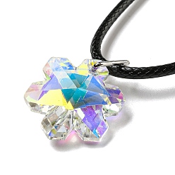 Прозрачный АВ Воском ожерелья шнура, k 9 ожерелья из стекла, цветок, ясно AB, 17.72 дюйм (45 см)