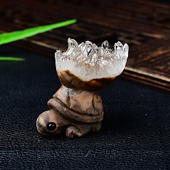 Льняное Полотно Природный кристалл кварц кластер скульптура дисплей украшения, для домашнего офисного стола, черепаха, белье, 35~40x28~30x35~40 мм