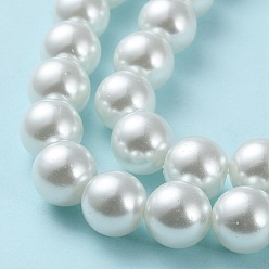 White Baking Painted Pearlized Glass Pearl Round Bead Strands, White, 12mm, Hole: 1.5mm, about 70pcs/strand, 31.4 inch