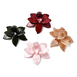 (52) Непрозрачная лаванда Подвески из ацетата целлюлозы (смолы), цветочный шарм, разноцветные, 43x48x19 мм, отверстие : 2 мм