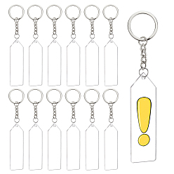 Platinum & Stainless Steel Color DIY Rectangle with Angle Acrylic Pendant Keychain Making Kits, with Iron Split Key Rings, Platinum & Stainless Steel Color, Pendants: 76x24x3mm, Hole: 3mm, 20pcs/box