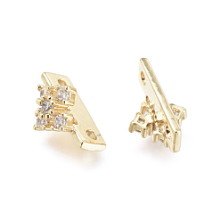 Золотой 2 звенья латунные микропаве фианит многожильные 12x7.5x7 дырчатые, цветок, прозрачные, золотые, 1.2~1.4 мм, отверстие : {1} мм