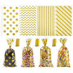 Желтый 4 наборы целлофановых мешочков для хранения конфет из opp-пленки, прямоугольник с рисунком, желтые, 27x13x0.002 см