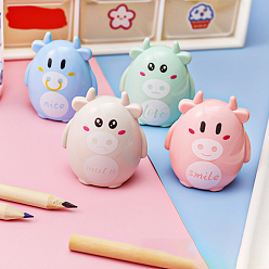 (52) Непрозрачная лаванда Пластиковые точилки карандашей, для офиса, школы и повседневных товаров, крупный рогатый скот, разноцветные, 5x4.3 см