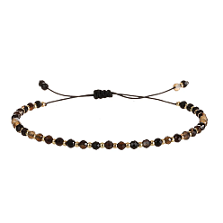 Black Onyx Плетеные браслеты из бусин натурального черного оникса для женщин, круглые, граненые, 5-1/2 дюйм (14 см) ~ 9-7/8 дюйм (25 см)