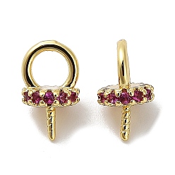 Сливовый Латунный микро-паве кубический цирконий, долговечный, без кадмия и без свинца, реальный 18 k позолоченный, слива, 11x6x6 мм, отверстие : 3.5 мм, штифты : 0.8 мм