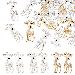 (52) Непрозрачная лаванда 18шт 3 цвета сплава страз филигранные соединения, пятнистый олень, разноцветные, 57x27x3.5 мм, 6 шт / цвет