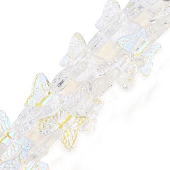 Прозрачный АВ Прозрачные стеклянные бусины, butterfy, ясно AB, 12.5x15.5x5 мм, отверстие : 1 мм, около 25 шт / нитка, 9.84 дюйм (25 см)