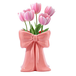 Pink Ceramics Bowknot Vases Display Decorations, Pink, 126x80.5x160mm