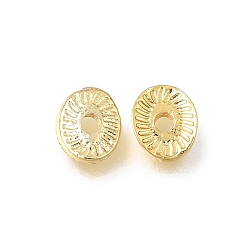 Golden Brass Beads, Oval with Sunburst Pattern, Rack Plating, Long-Lasting Plated, Golden, 6.5x5x1.5mm, Hole: 1.5mm