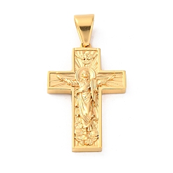 Золотой 304 подвески из нержавеющей стали, крест с подвесками Иисуса, ионное покрытие (ip), золотые, 38x25x4.5 мм, отверстие : 8.5x5.6 мм