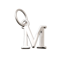 Letter M 925 стерлингов серебряные подвески, буквы, Буква М, 10x9x1 мм, отверстие : 4 мм