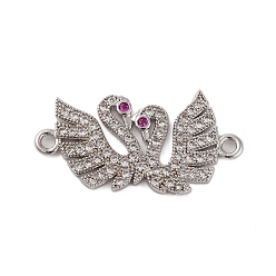 Платина Стойка покрытие латунь микропаве кубический цирконий пара лебедь соединительные подвески, без кадмия и без свинца, долговечный, платина, 14x26x1.5 мм, отверстие : 1.6 мм