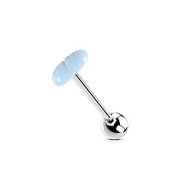 Medical Theme 304 Прямые кольца для языка в виде штанги из нержавеющей стали и акрила, цвет нержавеющей стали, голубой, форма таблетки, штифты : 1.6 мм, Руководитель: 5 mm, длина стержня: 5/8"(16мм)