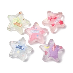 (52) Непрозрачная лаванда Акриловый кабошоны, звезда, разноцветные, 24.5x25x8 мм