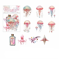 Pink Dream Dance Ocean Realm Series 20 Sheets PET Sticker, Luminous Jellyfish for Journal Diary DIY Decoration, Pink, 75x75mm