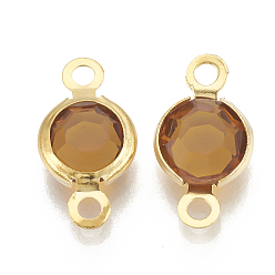 Темно-Золотистый 304 соединительные звенья нержавеющие, со стеклом, плоско-круглые, золотые, темные золотарник, 12x6x3 мм, отверстие : 1.5 мм