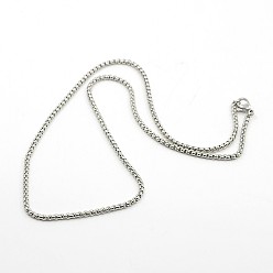 Нержавеющая Сталь Цвет Ожерелье из цепочек-коробок, устойчивое к потускнению, для мужчин, 304 ожерелья нержавеющей стали, с карабин-лобстерами , цвет нержавеющей стали, 17.3 дюйм (44 см), 2 мм