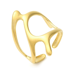 Настоящее золото 18K 304 открытые манжеты из нержавеющей стали для женщин, нерегулярный, реальный 18 k позолоченный, 28 мм, регулируемый