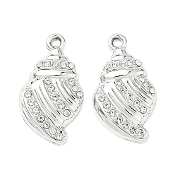 Shell Shape Подвески из сплава и страза, подвески на тему океана, раковина, 23.5x13x3.5 мм, отверстие : 1.6 мм