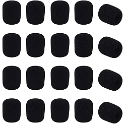 Black 20Pcs Sponge Microphone Cover, Oval, Black, 29x22.5mm, Hole: 7mm