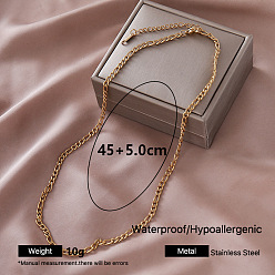 Golden Vintage 304 Stainless Steel Figaro Chain Necklaces for Women, Golden, 17.72 inch(45cm)