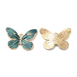 Bleu Vert Pendentifs en émail , plaqué longue durée, sans cadmium et sans nickel et sans plomb, or, charme de papillon, sarcelle, 16x22x2.4mm, Trou: 1.2mm