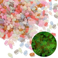 (52) Непрозрачная лаванда Светящиеся прозрачные акриловые бусины, арахис, светится в темноте, разноцветные, 6.5~7x4x3~3.5 мм, отверстие : 1.4 мм