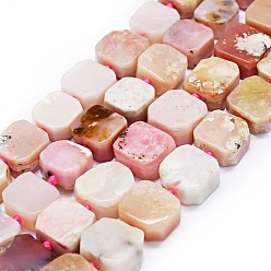 Pink Opal Natural Pink Opal Beads Strands, Square, 14~15x14~16x6~9mm, Hole: 1mm, about 23~24pcs/strand, 16.14~16.54 inch(41~42cm)