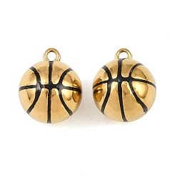 Basketball 316 хирургические подвески из нержавеющей стали, реальный 18 k позолоченный, ионное покрытие (ip), Баскетбол прелести, 14x11.5 мм, отверстие : 1.5 мм