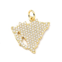 Прозрачный Латунные микро проложить кубического циркония подвески, с целью перехода в кольце, без кадмия и без свинца, реальный 18 k позолоченный, карта, прозрачные, 18x18.5x1.5 мм