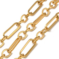 Настоящее золото 18K Ионное покрытие (ip) 304 прямоугольные цепи из нержавеющей стали, несварные, с катушкой, реальный 18 k позолоченный, 10x8x1.5 мм, 10 м / рулон