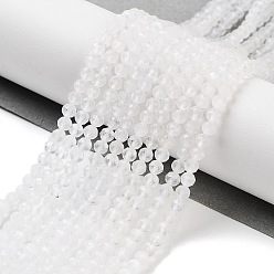 Rainbow Moonstone Граненые круглые нити из натурального радужного лунного камня, 3 мм, отверстие : 0.5 мм, около 146 шт / нитка, 15.5 дюйм