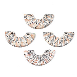 PeachPuff Handmade Polymer Clay Pendants, Semi Circle, PeachPuff, 16.5x32x2.5~3mm, Hole: 1.8mm
