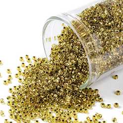 (747) Copper Lined Lime Green Круглые бусины toho, японский бисер, (747) лаймово-зеленый с медным покрытием, 15/0, 1.5 мм, отверстие : 0.7 мм, Около 15000 шт / 50 г