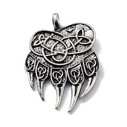 Античное Серебро Сплавочные подвески тибетского стиля, медвежий коготь, античное серебро, 48x33x2.5 мм, отверстие : 5 мм