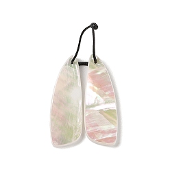 Wing 2Pcs Natural White Shell Pendants, Geometric Charms, Wing, 38x13x3mm, Hole: 1mm