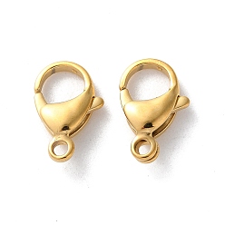 Настоящее золото 18K 304 нержавеющая сталь застежка когтя омара, реальный 18 k позолоченный, 16x10.5x4.5 мм, отверстие : 2 мм