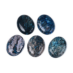 Небесно-голубой Естественные рябины кашпонов яшмы, окрашенные, овальные, голубой, 40~41x30~30.5x6~7 мм