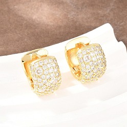 Настоящее золото 18K Латунные серьги-кольца из прозрачного кубического циркония, Кольцевая форма, без свинца и без кадмия, долговечный, стойки покрытие, реальный 18 k позолоченный, 17x18.5x11 мм