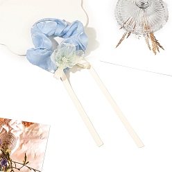 Светло-Синий Цветочные тканевые эластичные аксессуары для волос для женщин, резинка для волос / резинки для волос, голубой, 290x115 мм