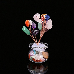 Смешанные камни Елочные украшения из натуральной смешанной каменной крошки, Стеклянная ваза с медной проволокой, энергетический камень по фэн-шуй, подарок для украшения дома, рабочего стола, 70 мм