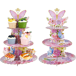 Бабочка 2 шт. 3 многоярусная бумажная подставка для кексов, стойка с десертами на день рождения, бабочка, готовая продукция: 287x405 мм