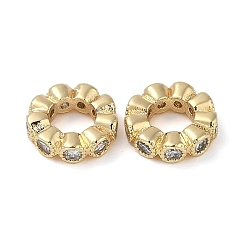 Настоящее золото 18K Латунные прозрачные кубические циркониевые соединительные кольца, без кадмия, без никеля и без свинца, кольцо, реальный 18 k позолоченный, 10x3 мм, внутренний диаметр: 5 мм